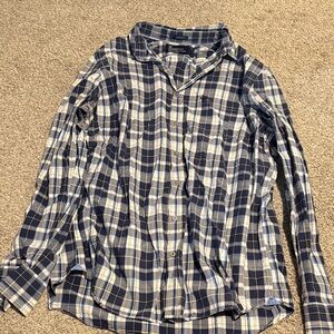 American Eagle Outfitters Navy and White Plaid Shirt